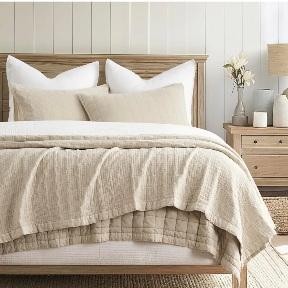 EVERGRACEHOME Stonewashed Cotton Quilt Set King Size, Ultra Soft Oversized Bedsp